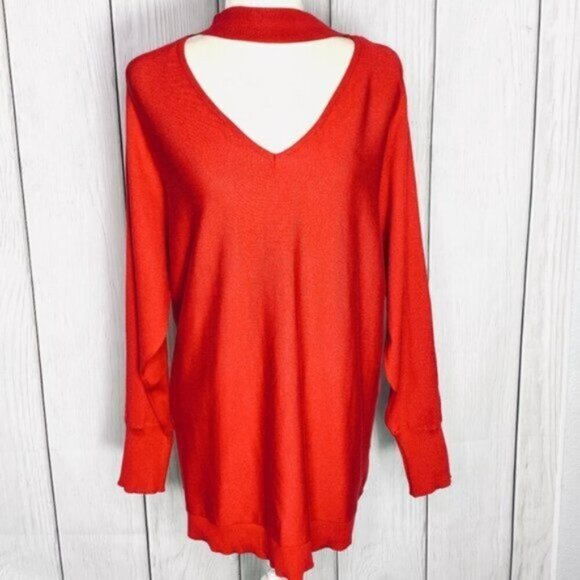 BY design, Sexy In Red Long Sleeve Sweater by Design - Picture 1 of 3